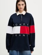 Tommy Jeans суичър дамски от памук тъмносин DW0DW22827
