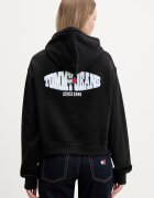 Tommy Jeans Суичър с качулка дамски от памук черен DW0DW22357