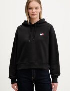 Tommy Jeans Суичър с качулка дамски от памук черен DW0DW22357