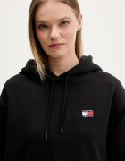 Tommy Jeans Суичър с качулка дамски от памук черен DW0DW22357