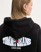 Tommy Jeans Суичър с качулка дамски от памук черен DW0DW22357