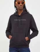 Tommy Jeans суичър с качулка дамски от памук с еластан черен DW0DW17324