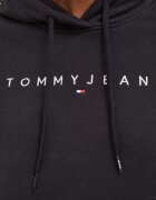 Tommy Jeans суичър с качулка дамски от памук с еластан черен DW0DW17324