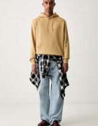 Tommy Jeans суичър с качулка мъжки с памук бежов DM0DM20742
