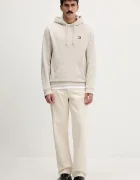 Tommy Jeans суичър с качулка мъжки с памук бежов DM0DM22666
