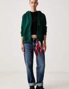 Tommy Jeans суичър с цип дамски с памук зелен DW0DW19729