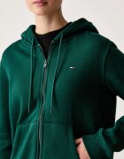 Tommy Jeans суичър с цип дамски с памук зелен DW0DW19729