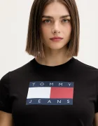 Tommy Jeans тениска дамска от памук черна DW0DW22562