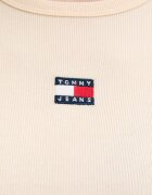 Tommy Jeans тениска дамска от памук с еластан бежова DW0DW17881