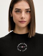 Tommy Jeans тениска дамска от памук с еластан черна DW0DW22807