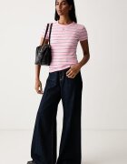 Tommy Jeans тениска дамска от памук с еластан розова DW0DW17383