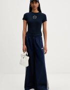 Tommy Jeans тениска дамска от памук с еластан тъмносиня DW0DW22807