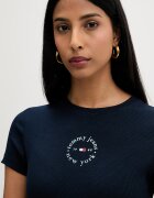 Tommy Jeans тениска дамска от памук с еластан тъмносиня DW0DW22807