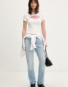 Tommy Jeans тениска дамска с памук бежова DW0DW22272