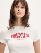 Tommy Jeans тениска дамска с памук бежова DW0DW22272