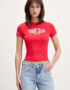 Tommy Jeans тениска дамска с памук червена DW0DW22272