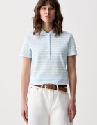 Tommy Jeans тениска с яка дамска от памук синя DW0DW22820