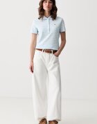 Tommy Jeans тениска с яка дамска от памук синя DW0DW22820