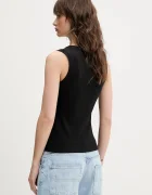 Tommy Jeans топ дамски от памук с еластан черен DW0DW20673
