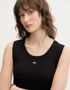 Tommy Jeans топ дамски от памук с еластан черен DW0DW20673