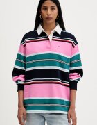 Tommy Jeans уголемен суичър дамски от памук розов DW0DW23483