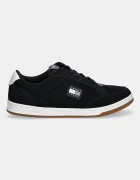 Tommy Jeans Велурени маратонки TJM CUPSOLE LONG LACE SKATE мъжки в черно EM0EM01602