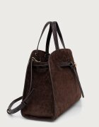 Tory Burch чанта дамска от велур Romy Suede Bauletto кафява 183363