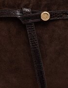 Tory Burch чанта дамска от велур Romy Suede Bauletto кафява 183363