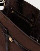 Tory Burch чанта дамска от велур Romy Suede Bauletto кафява 183363