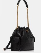 Tory Burch чанта с дълга дръжка дамска от кожа Charlie черна 185831