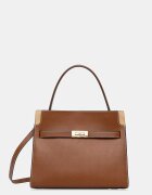 Tory Burch чанта tote дамска от кожа Lee Radziwill кафява 179398