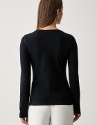 Trussardi блуза с дълги ръкави дамска от памук с еластан тъмносиня G0276000326N