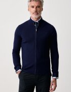 Trussardi пуловер със закопчаване мъжки от вълна тъмносин M0238000025N