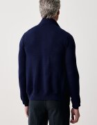 Trussardi пуловер със закопчаване мъжки от вълна тъмносин M0238000025N