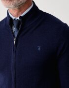 Trussardi пуловер със закопчаване мъжки от вълна тъмносин M0238000025N
