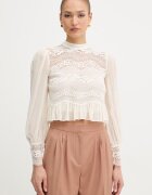 Twinset блуза с волани дамска от вискоза бежова 261TP2782