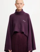Twinset Пуловер с вълна в лилаво от лека материя с поло 252TT3422