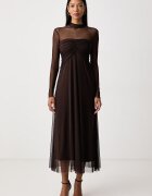 Twinset рокля кафява с изчистена шарка 262TF2030
