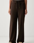 Twinset спортен панталон дамски от памук кафяв с висока талия 262TP272C
