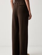Twinset спортен панталон дамски от памук кафяв с висока талия 262TP272C