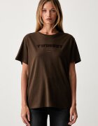 Twinset тениска дамска от памук кафява 262TP2303