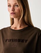 Twinset тениска дамска от памук кафява 262TP2303