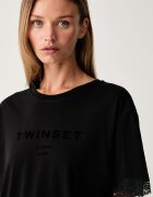 Twinset тениска от памук черна 262TP2304