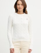 U.S. Polo Assn. пуловер дамски от памук CREW NECK CABLE бежов WUP0398