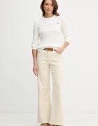 U.S. Polo Assn. пуловер дамски от памук CREW NECK CABLE бежов WUP0398