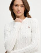 U.S. Polo Assn. пуловер дамски от памук CREW NECK CABLE бежов WUP0398