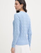 U.S. Polo Assn. пуловер дамски от памук CREW NECK CABLE син WUP0398