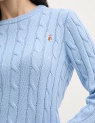 U.S. Polo Assn. пуловер дамски от памук CREW NECK CABLE син WUP0398