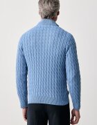 U.S. Polo Assn. пуловер мъжки от памук CLASSIC COTTON CABLE KNIT 1/4 ZIP FUNNEL син MUP5411