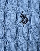 U.S. Polo Assn. пуловер мъжки от памук CLASSIC COTTON CABLE KNIT 1/4 ZIP FUNNEL син MUP5411